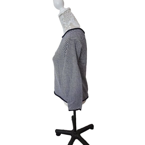 Eddie Bauer Sweater Women Blue White Stripes Long Sleeve Roll Hem Nautical Small - Picture 5 of 8